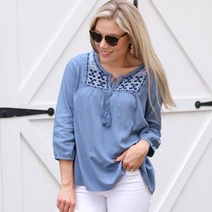Blue Chambray Top